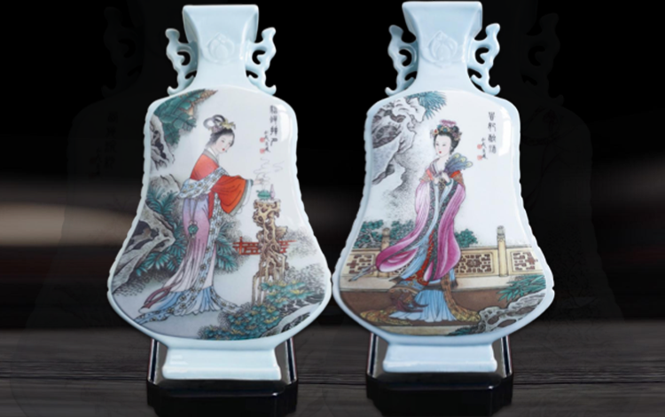 张松茂、徐亚凤《绝代风华·四美琵琶对尊》百年陶瓷珍品馆荣誉出品